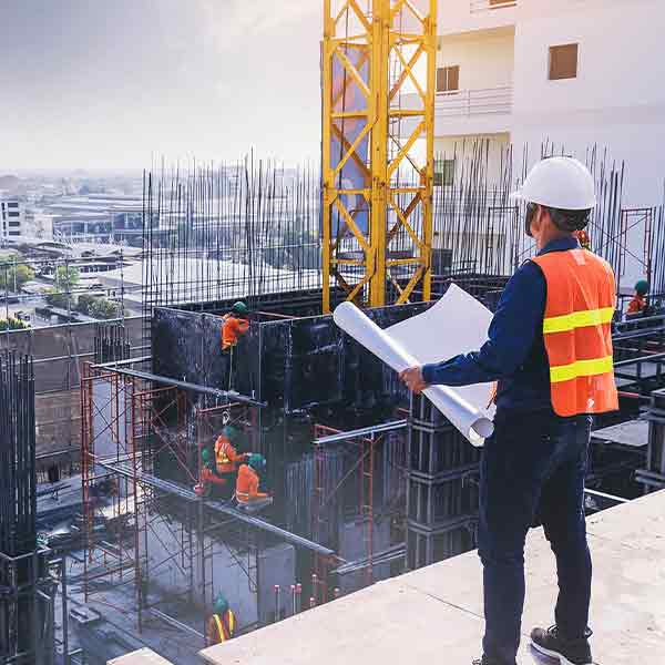 A square image showing a Civil Engineer at work