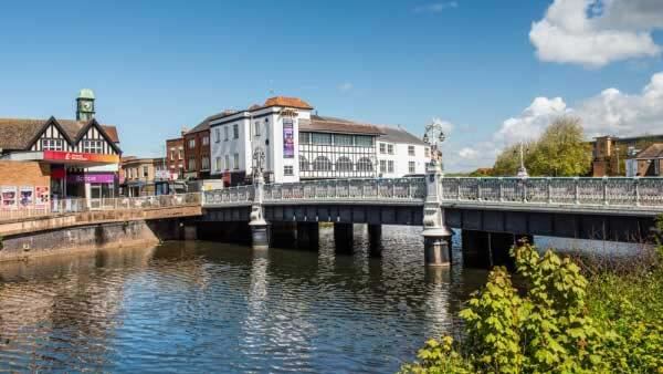 Taunton bridge in the middle of Taunton Town centre